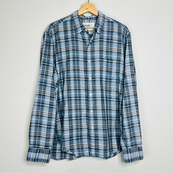 Frank & Eileen Blue Plaid Don button down Shirt size large - Picture 2 of 8